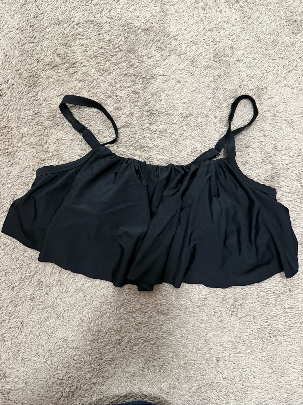 Black Flounce Swimsuit Top